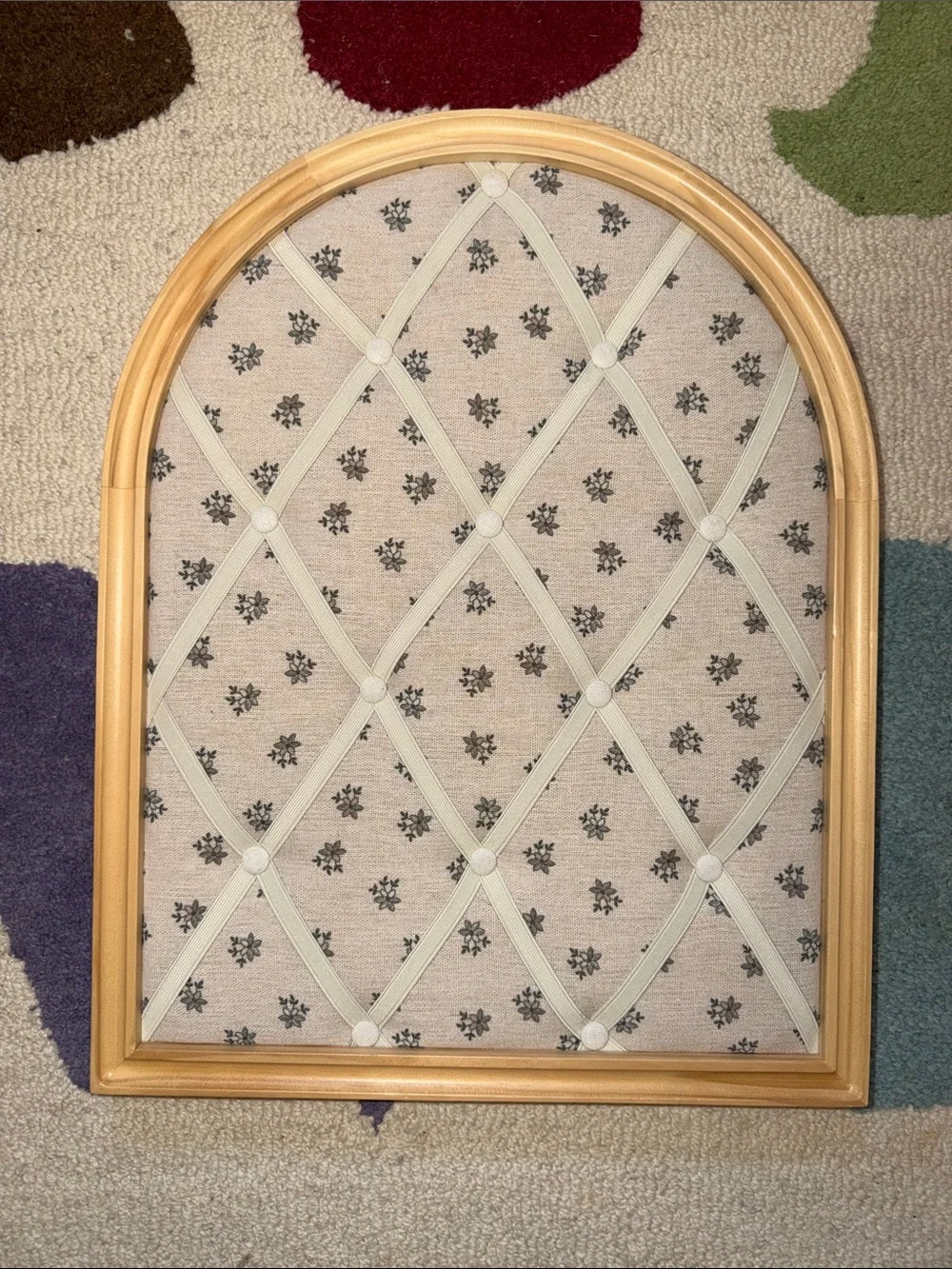 Arched 14”x18” Photo & Memory Collage Board w/ Patterned Fabric Hearth & Hand